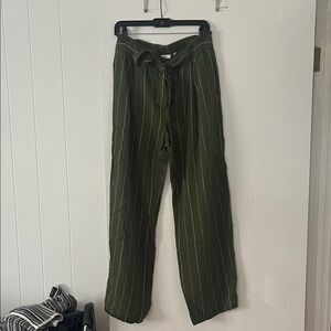 Vince Dark Green Pinstriped Chinos